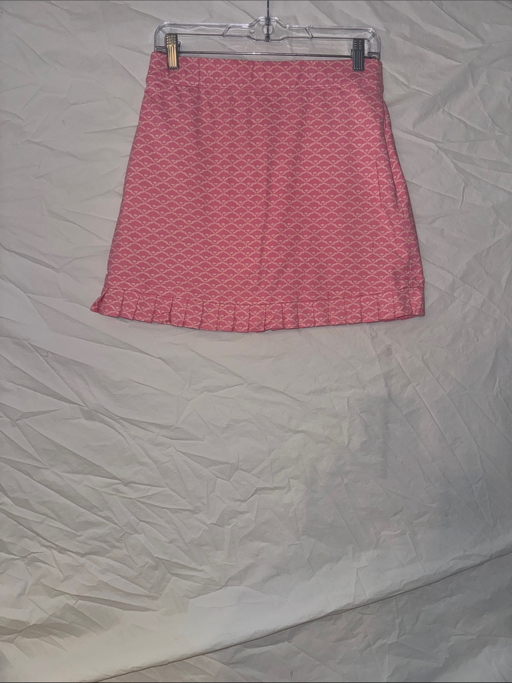 J. McLaughlin Agnes Cloud Geo Pink Diamond-Print Ruffle Hem Skort